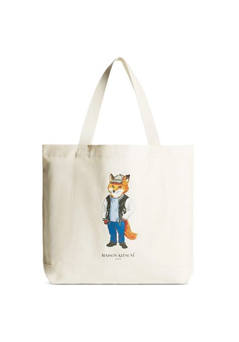 dressed fox tote bag unisex ecru MAISON KITSUNÉ | PM05107WW9042P700
